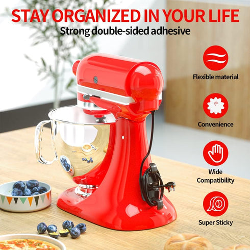 Cord Organizer for Kitchen Appliances, 6 Pack High-Adhesion Cord Winder Cord Holder with 5 Ft Cable Tie for Small Home Appliances, Mixer, Blender,...