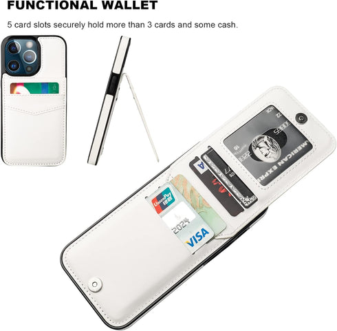 KIHUWEY Compatible with iPhone 13 Pro Case Wallet with Credit Card Holder, Premium Leather Magnetic Clasp Kickstand Heavy Duty Protective Cover fo...