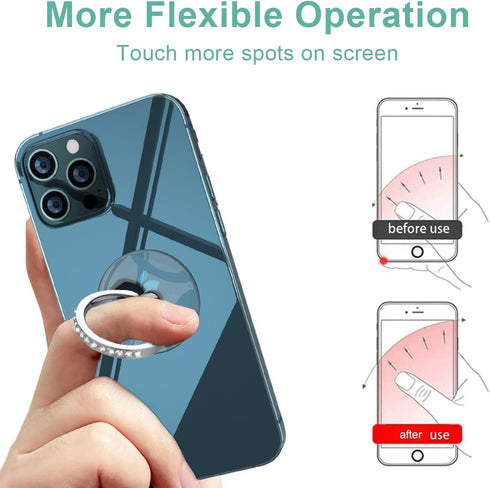 Transparent Cell Phone Ring Holder Grip, Clear Phone Ring Stand Holder, 360° Degree Rotation Phone Ring Finger Grip Back Kickstand, Compatible Tab...