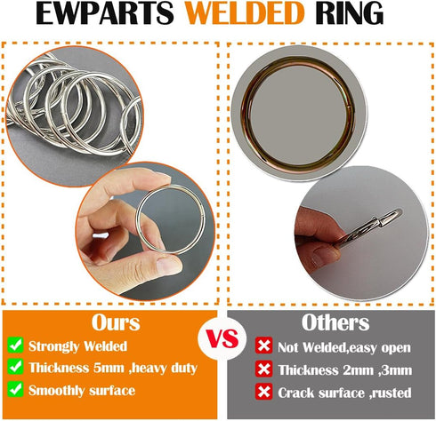 Ewparts Metal Rings 2 inch Macrame Metal Rings for Crafts for Macrame Plant Hangers Dog Collars 10 Pack 5mm Thick Welded Heavy Duty O Ring 2 in Bu...