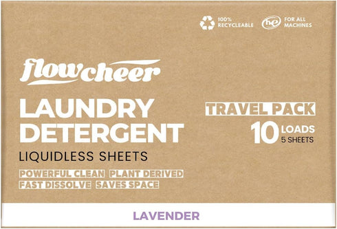 Laundry Detergent Sheets Travel Pack - 5 sheets 10 Loads Lavender Scented - travel laundry detergent, Camping Traveling, No Plastic Jug, All Washi...