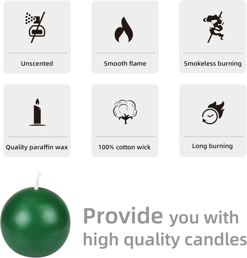 Zest Candle 6-Piece Ball Candles, 3-Inch, Hunter Green...