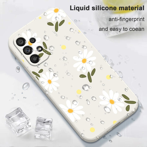 for Samsung Galaxy A53 5G Case Side Creative Design Soft Silicone Drop Protective Flower Case for Samsung A53 5G-Daisy White...