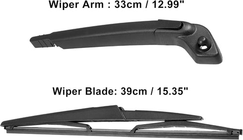 X AUTOHAUX 15inch Car Rear Windshield Wiper Blade Arm Set for Volvo V70 2004 2005 2006 2007...