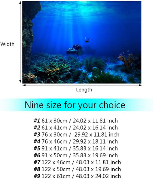 FILFEEL Aquarium Background Fish Decorations Pictures 3D Effect PVC Adhesive Poster Underwater World Backdrop Decoration Paper Cling Decals Sticke...