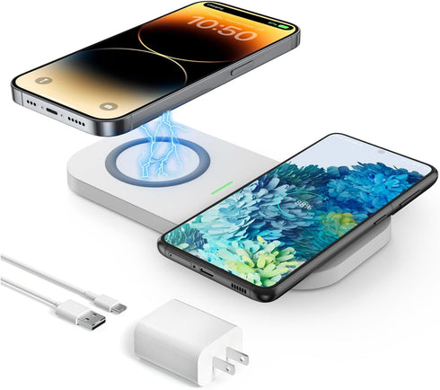 Dual Wireless Charger,JoyGeek Wireless Charging Pad for iPhone 14 Plus/14 Pro/14/13 Pro Max/Pro/Mini/12,Airpods 3/2,Wireless Phone Charger for Sam...