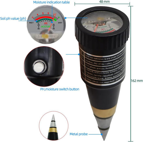VT-05 Soil Meter Tester Hygrometer Portable Sensor Instrument for Plant Care, Great for Garden, Lawn, Farm, Indoor & Outdoor Use...