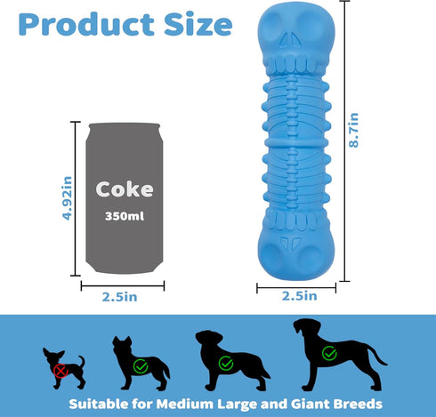Durable Squeaky Dog Toys for Aggressive Chewers – Tough Rubber Teething Toy for Puppy, Indestructible Super Chew Toy for Medium & Large Breeds, Gr...