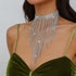 Fashion Women Sexy Rhinestone Bib Choker Necklace Tassel Long Chain Necklace...