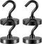 Neosmuk Black Magnetic Hooks, Strong Magnet with Hook for Fridge, Super Neodymium Extra Strength Industrial Hooks for Hanging (Matte Black,4 Pack)...