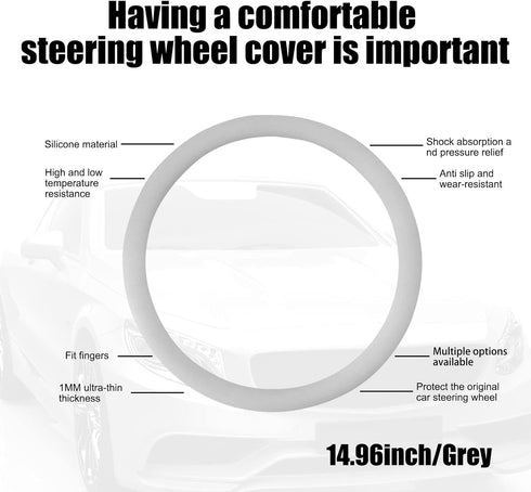 1 PC Car D Shape Steering Wheel Cover, Non-Slip Silicone Steering Wheel Protector Cover, All Seasons, Suitable for D Shape Flat Bottom Steering Wh...