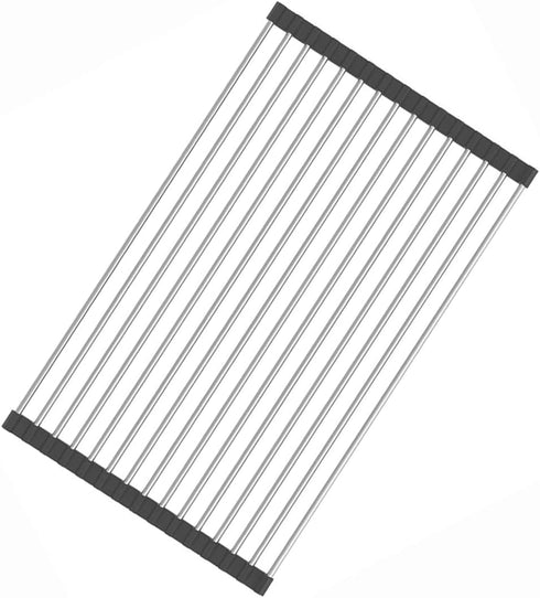 Stainless Steel Roll Up Dish Rack Over The Sink Roll Out Dish Drying Rack for Kitchen Dishes,Cups...