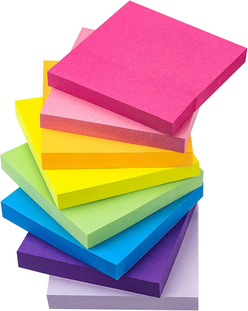 Sticky Notes 3x3, Bright Colors Self-Stick Pads, Easy to Post for Home, Office, School, 8 Pads(100 Sheets/pad)...