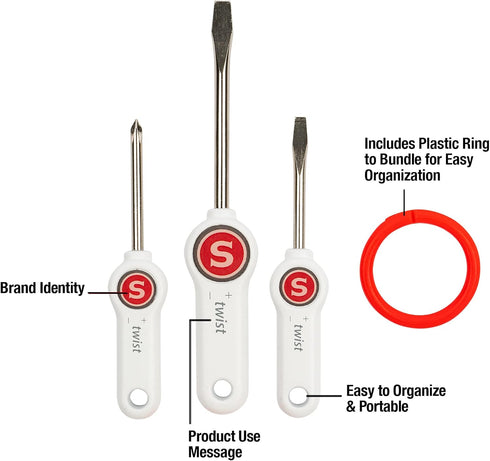 SINGER 3-Piece Screwdriver Set - Includes; 2 Flat head, 1 Phillips head...