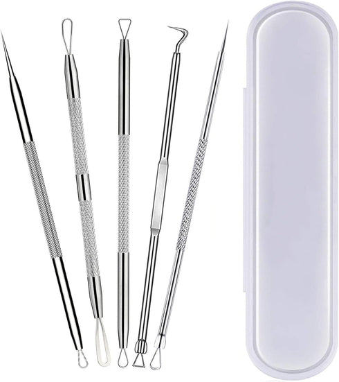 Pimple Popper Tool Kit,Blackhead Remover Tool 5 Pcs Blackhead Extractor Tool for Face Comedone Zit Acne Whitehead Blemish, Stainless Steel Extract...