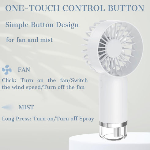 Portable Fan with Mist, Personal Mini USB Fans Rechargeable, Misting Handheld Fans for Travel, Outdoor, Office...