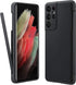 for Galaxy S21 Ultra Case with S Pen Holder, Liquid Silicone Phone Cover with Stylus Slot (S-Pen Not Included) Anti-Fingerprint Military Shockproo...