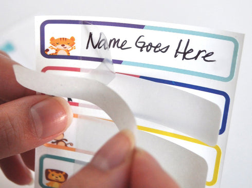 Bottle Labels, Write-On Name, Self-Laminating, Waterproof, Baby Bottle Label for Daycare, Made in The USA (Animal Friends Set of 2)...