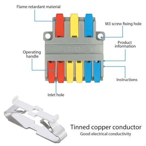 Robust Lever Wire Kit: Quick Connect Electrical Splicing, Compact Conductor 28-12 AWG for Reliable Inline Circuits (LT-636, 10)...