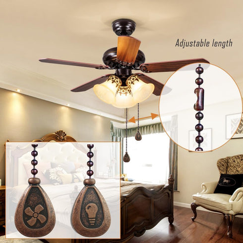 2Pcs Ceiling Fan Pull Chain Set, 12Inches Decorative Fan Pull Chain Pendant Extension, Lighting & Fan Beaded Ball Chain Extender with Connector(Re...