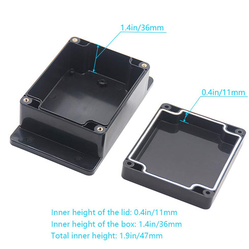 Zulkit Junction Box ABS Plastic Dustproof Waterproof IP65 Universal Electrical Boxes Project Enclosure with Fixed Ear Black 4.5 x 3.5 x 2.2 Inch (...