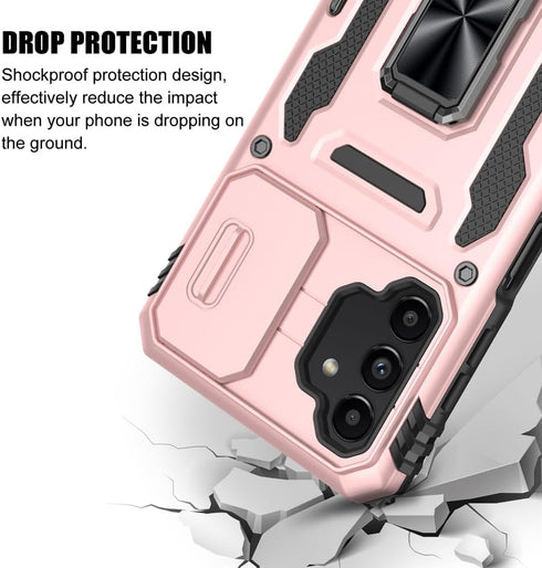 for Samsung Galaxy A13 5G Case, for Galaxy A13 4G Case, Shockproof Phone Case & Sliding Camera Cover & Ring Holder Kickstand with Screen Protector...