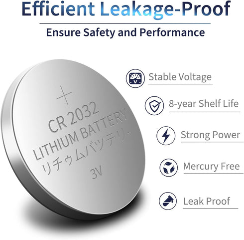 Brightown CR2032 Batteries, 3V Lithium Coin Cell Batteries, CR2032 Button Batteries for Small Electronic Devices, Watches, Key Fobs, Smart Sensors...