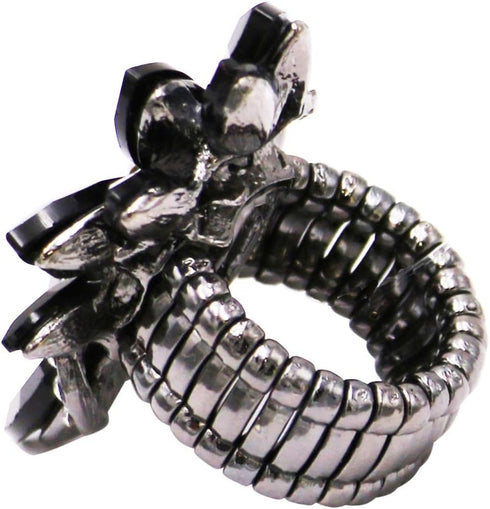 Rosemarie Collections Women's Dazzling Crystal Marquis Leaf Cluster Statement Stretch Cocktail Ring...