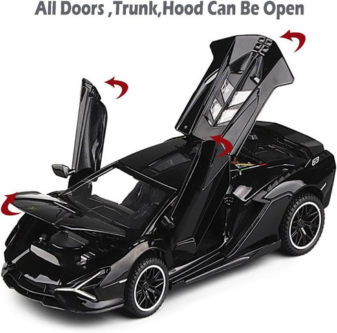 Lambo Toy Car Sian FKP3 Die-Cast Car Model with Lights and Sound Pull Back Toy Car for Boys Age 3 4 5 6 + Year Old (Black)...