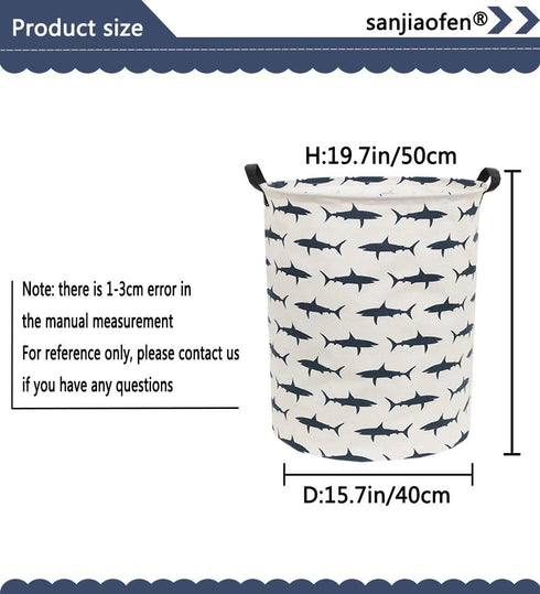 Kids Laundry Hamper,Canvas Shark Hamper Collapsible Boys Storage Baskets for Boys Room Decor,Nursery Hamper,Toy Organizer,(Shark)...