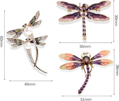 6 Pcs Dragonfly Themed Enamel Crystal Rhinestones Brooch Pin Women Jewelry Clothes Dress Scarf Decoration Lapel Pin...
