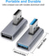 90 Degree USB3.0 Adapter (2 Pack), Left Angle and Right Angle 3.0 USB A Male to Female Converter Extender for PC, Laptop, USB A Charger, Power Ban...