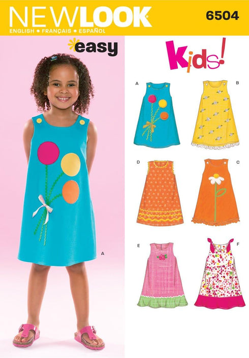Simplicity U06504A New Look Easy to Sew Sleeveless Girl's Dress Sewing Pattern Kit, Code 6504, Sizes 3-8...