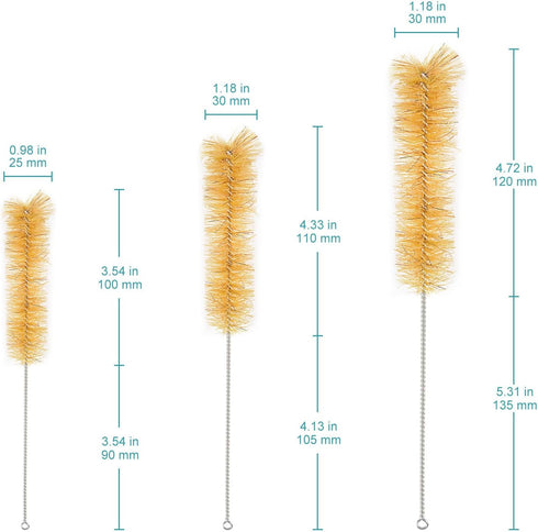 stonylab 10 Pack Tube Brushes, Bristle Test Tube Bottle Wash Cleaning Brushes with Radial Tufted End for Laboratory, Size Assorted...