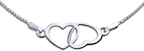 Bling Jewelry Romantic Open Interlocking Danity Bow Hearts Anklet Ankle Bracelet For Women .925 Sterling Silver Adjustable 9 To 10 Inch With Exten...