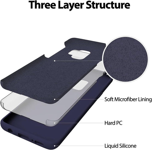 GOOSPERY Liquid Silicone Case for Galaxy S9 5.8"(2018) Silky-Soft Touch Full Body Protection Shockproof Cover Case with Soft Microfiber Lining (Na...
