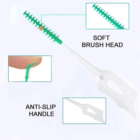 300 Pieces Dual-Use Interdental Brushes Soft Silicone, Disposable Dental Picks,Premium Dental Floss Picks for Effective Teeth Cleaning(200pcs Blue...