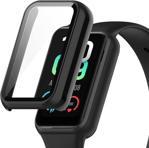 Case Compatible for Amazfit Band 7 Frame PC Protective Cover with Tempered Glass Film for Amazfit Band 7 Smartwatch Screen Protectors Accessories ...
