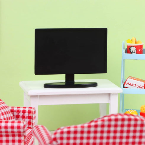 2 Pieces Dollhouse Miniature Furniture 1:12 Doll House Miniature TV Television with Remote Control Dollhouse Mini Model Toy Dollhouse Mini Decorat...