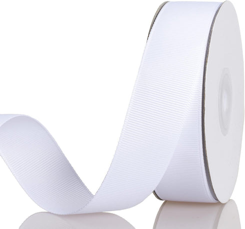 ATRBB 25 Yards 1 Inch Solid Grosgrain Ribbon Roll for Gift Wrapping DIY Hair Accessories (White)...