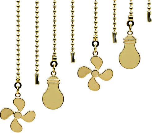 Ceiling Fan Pull Chain Set, 4 Pieces Bulb and Fan Pattern Pull Chain Extension Fan Pull Chain Pendant 12 Inch Ceiling Fan Chain Extender with Ball...