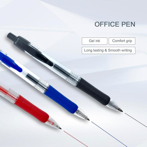 PENS bulk pack of 12 ink pens, Retractable ballpoint pens Medium point 0.5 mm, 6 black pens & 3 Blue pens 3 red pens &combo pack...