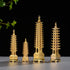 BRABUD 7'' Alloy Fengshui 9 Level Pagoda Wenchang Tower Statue Protection Business Rises Desk Decor Collectible Golden Color ZD112...