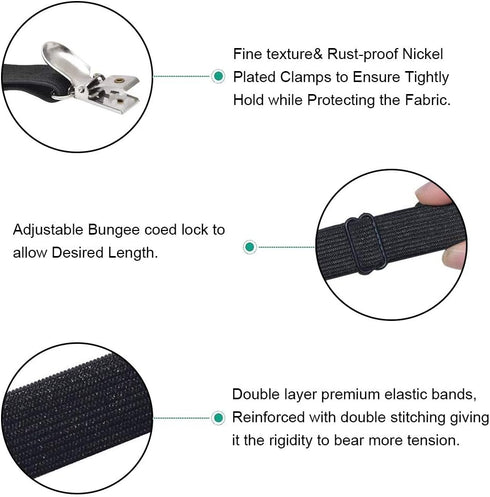 Adjustable Bed Sheet Straps Clips, Elastic Mattress Sheet Fasteners Holder and Suspenders, Grippers to Hold Sheet, Mattress, Sofa, Couch, Table Cl...