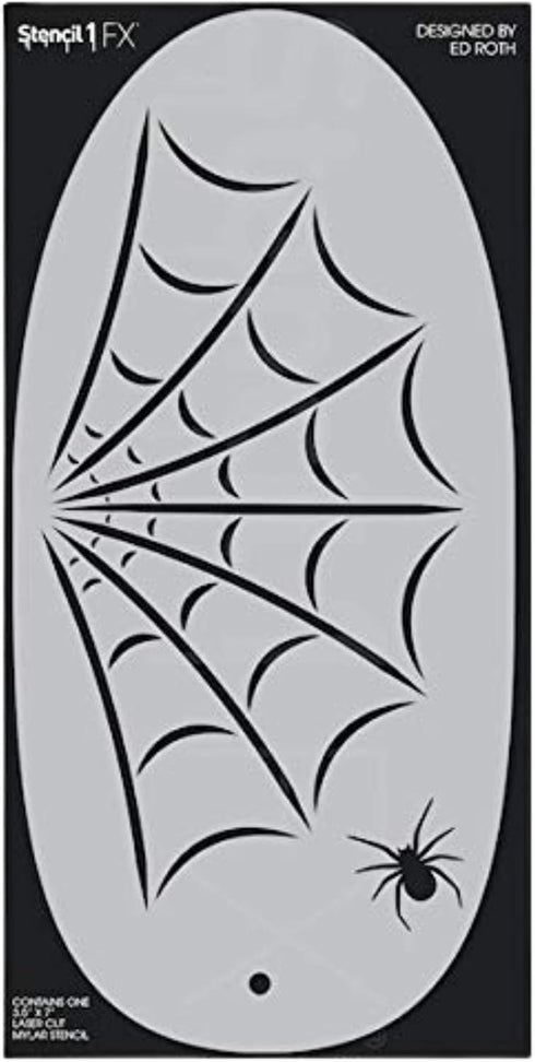 Stencil1FX - Spiderweb and Spider Eye Makeup Stencil for Costumes, Dress Up, Halloween, Cosplay, Arts, Face Painting, Witches, Vampires...