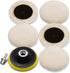 Wool Cutting Pad, Wool Buffing Polishing Pad Set, SPTA 7Pcs 3Inch (80mm) Buffing Wheel for Drill Lambs Wool Hook and Loop for Compound Cutting & P...