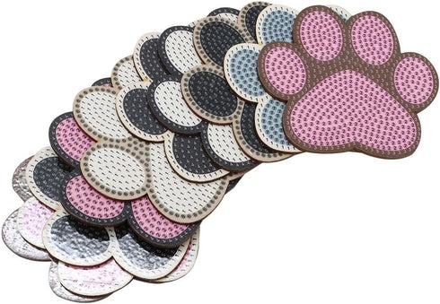 Uniquer 10 Pcs Dog Paw Shaped Diamond Art Painting Coasters Kits with Holder, DIY Paw Coasters Diamond Art Non-Slip Coaster for Beginners Adults C...