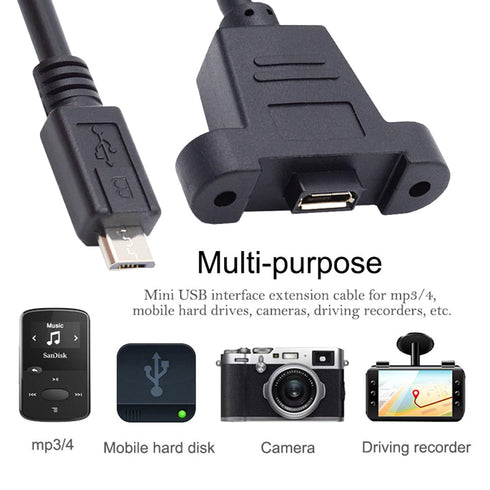 cablecc Micro USB 5Pin Male to Female Extension Panel Mount Type Cable with Screws 50cm...