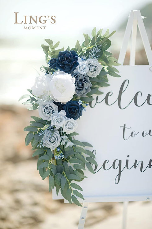 Ling's Moment Flowers 25pcs Fake Gardenia Blue Flowers Artificial Flowers with Stem, Fake Flowers for DIY Wedding Decorations Centerpieces Bouquet...