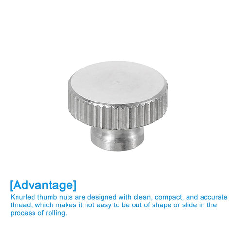 uxcell Knurled Thumb Nuts, 6Pcs M3 x D11mm x H7mm Stainless Steel Round Knobs Fasteners Blind Hole Hand Screw Nut Silver for 3D Printer Parts, Mac...